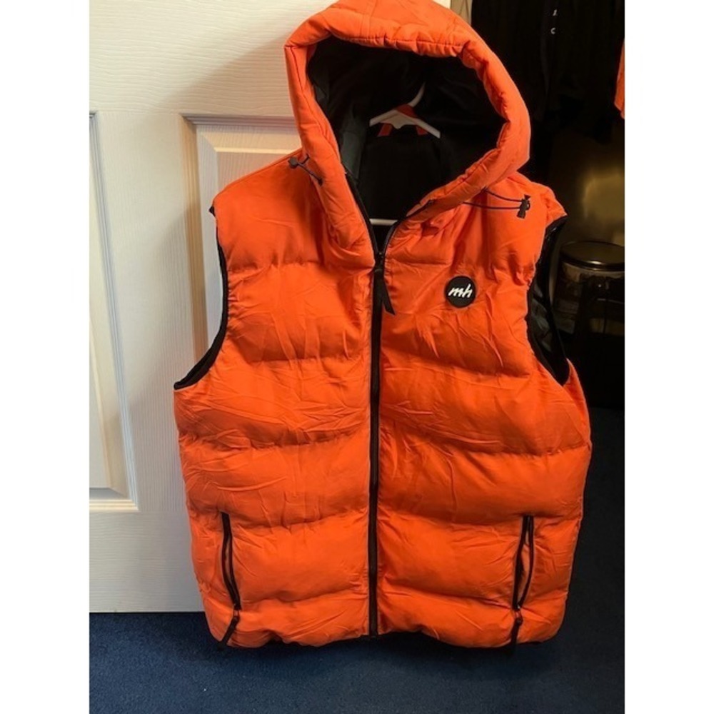 Orange Puffer Vest ~ Size XL ~ Unisex ~ Mad Hero Brand ~ Hooded Zip Up Vest